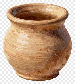 Handmade clay pot with textured surface.