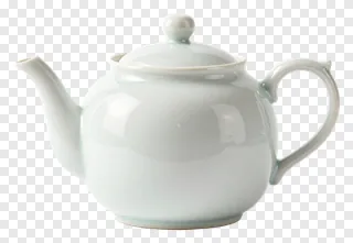 A light blue porcelain teapot with lid and handle.
