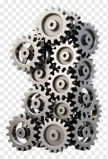 Number three made of stacked metal gears.