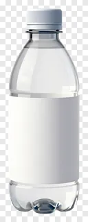A clear plastic bottle with a blank label.