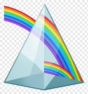 A glass prism refracting light into a rainbow.