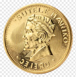 A gold coin with a profile portrait and engraved text.