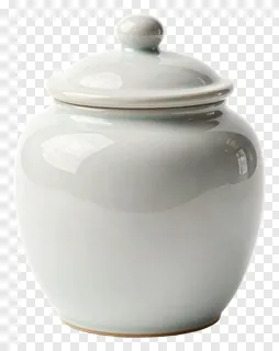A sealed ceramic jar with a lid.