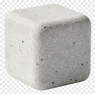 A cube with a speckled concrete texture.