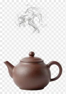 A steaming teapot with curling smoke rising from its lid.