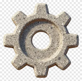 Stone gear tooth with terrazzo pattern.