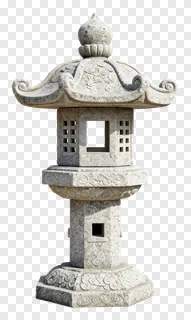 Decorative stone lantern for garden use.