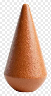 An orange cone with detailed surface texture.
