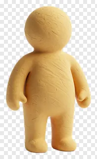 Standing clay idol with no paint or details.