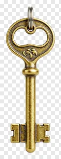 Vintage brass key fob with heart-shaped bow and engraved details.