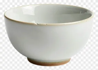White ceramic bowl with a chipped rim.