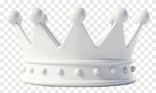 A white crown with rounded points and decorative studs.