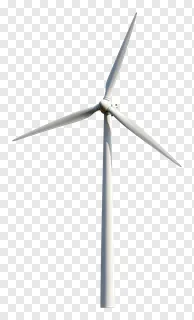 A white wind turbine with three blades.