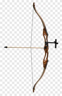A wooden bow with an arrow nocked.