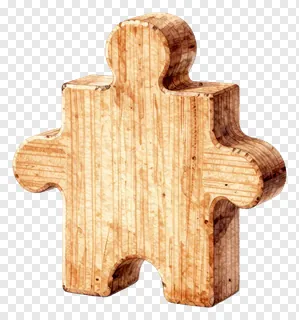 A wooden puzzle piece with a natural grain pattern.