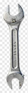 A metallic adjustable wrench with a worn grip.
