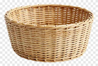 A light brown woven basket.