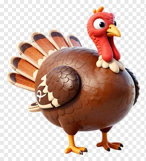 A cartoon turkey toy with a glossy brown body.