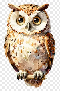A stylized clockwork owl sitting on a perch.