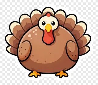 A cute cartoon turkey with a red wattle.