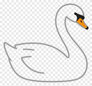 A swan with a gracefully curved neck.