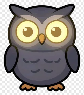 A cartoon owl with glowing eyes.
