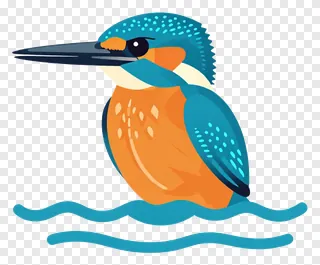 A colorful kingfisher diving into water.
