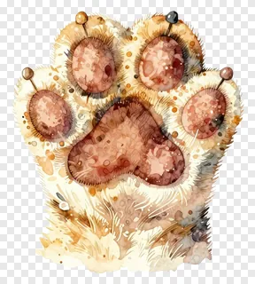 A cat's paw reaching out with detailed pads and fur.