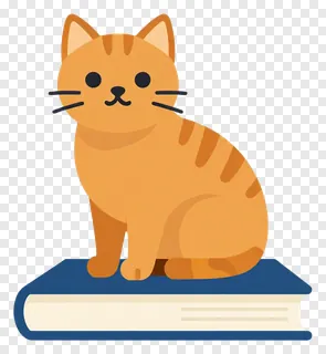 Orange cat sitting on a book