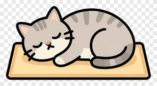 A gray tabby cat sleeping on a rug.
