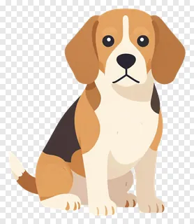 A cartoon beagle dog sitting upright.