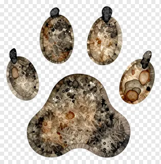 Stylized dog paw print with textured earthy pattern