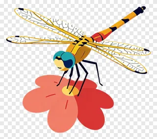 A dragonfly resting on a flower.