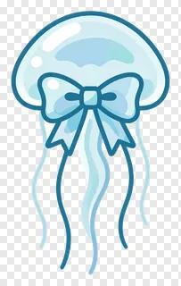 A glass jellyfish wearing a bow.