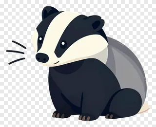 A cartoon badger sniffing with whiskers moving.