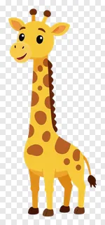 A cartoon giraffe with a happy expression.
