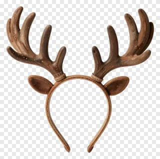 A wooden reindeer antler headband with carved details.