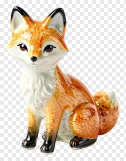 A ceramic fox figurine sitting upright.