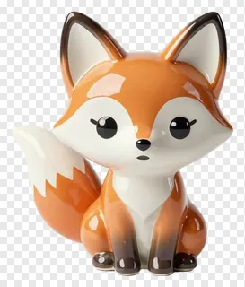A ceramic fox with copper ears sitting upright.