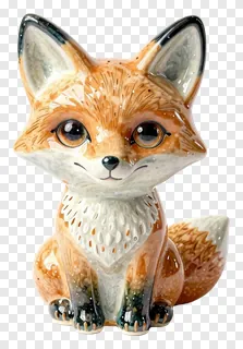 Ceramic fox figurine with glass eyes.