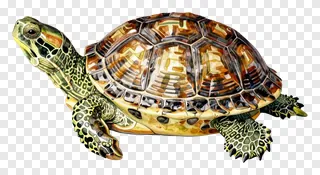 Ceramic turtle with detailed shell and green markings.