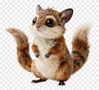 A chipmunk with a twitching tail looking up.