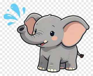 A baby elephant spraying water from its trunk.