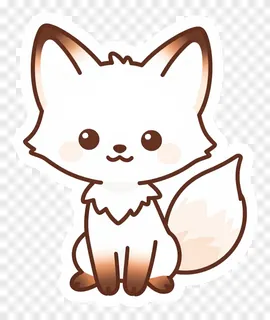 A cute cartoon fox with brown outline sitting upright.