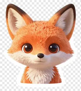 A cute 3D fox with perked ears and a friendly expression.