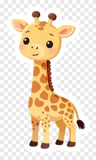 A cute cartoon giraffe standing upright.