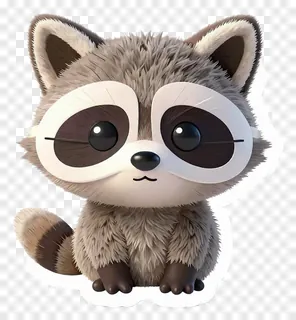 A cute raccoon with a white mask around its eyes.