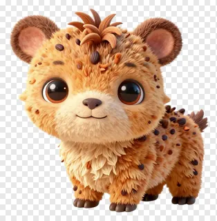 Cute spotted baby animal with big eyes.