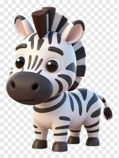 A cartoon zebra with black and white stripes.