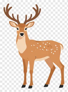 Cartoon deer with antlers standing still.